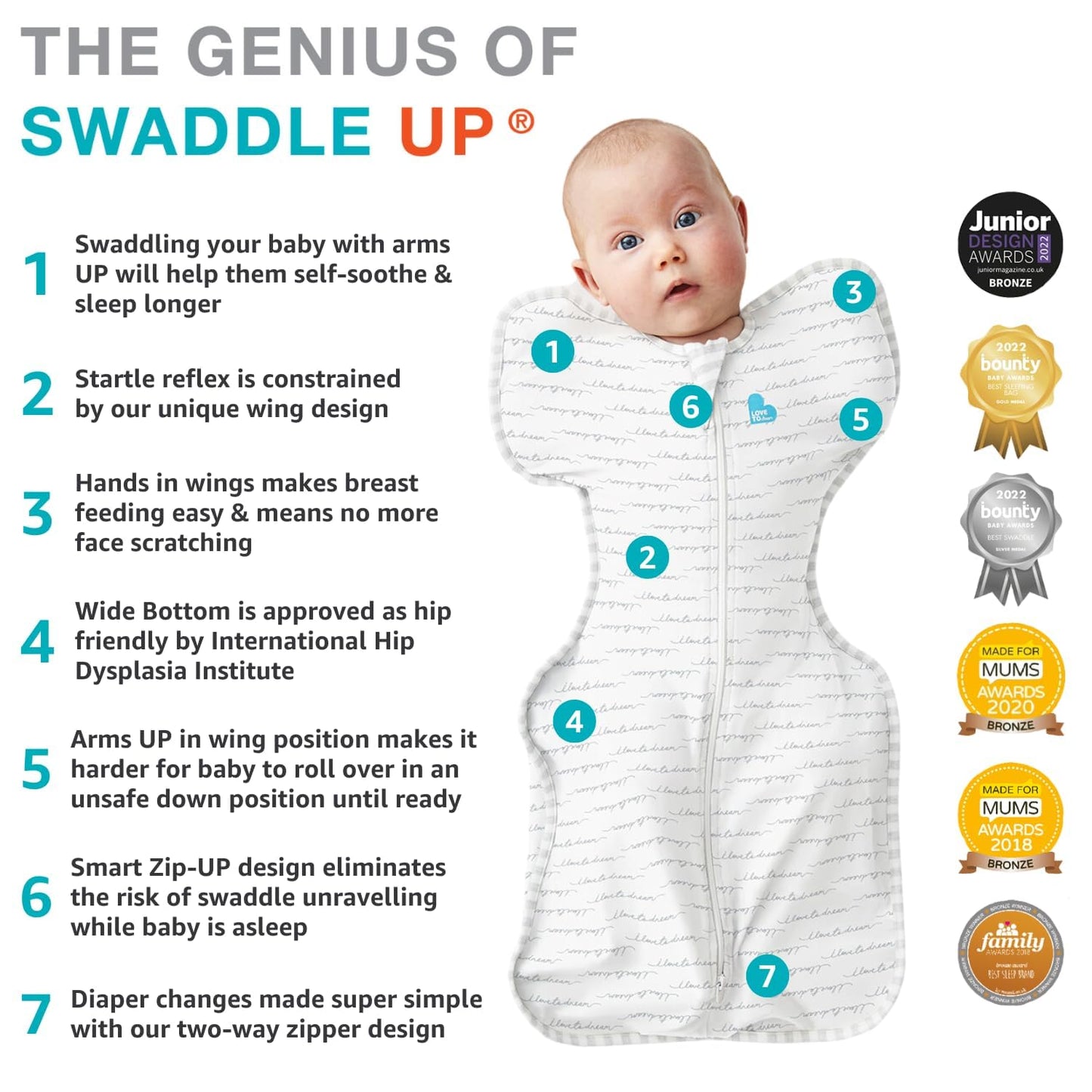 Love to Dream Swaddle, Baby Sleep Sack, Swaddle Up Self-Soothing Swaddles for Newborns, Get Longer Sleeps, Secure Fit Helps Calm Startle Reflex, Lite 0.2 TOG, You are My White, 8-13lbs.