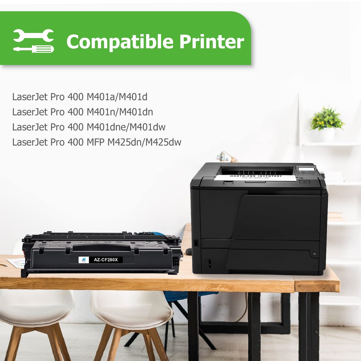 Aztech Compatible CF280X Toner Cartridge Replacement for HP 80X CF280X 80A CF280A Pro 400 M401A M401D M401N M401DNE MFP M425DN (Black, 2-Packs)