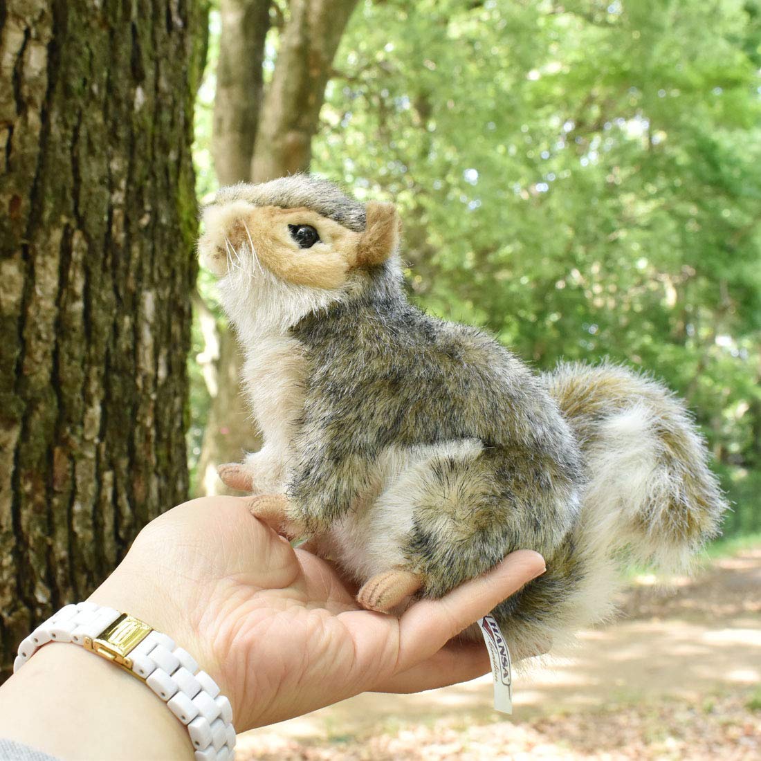 Hansa Sitting Squirrel Plush, Gray