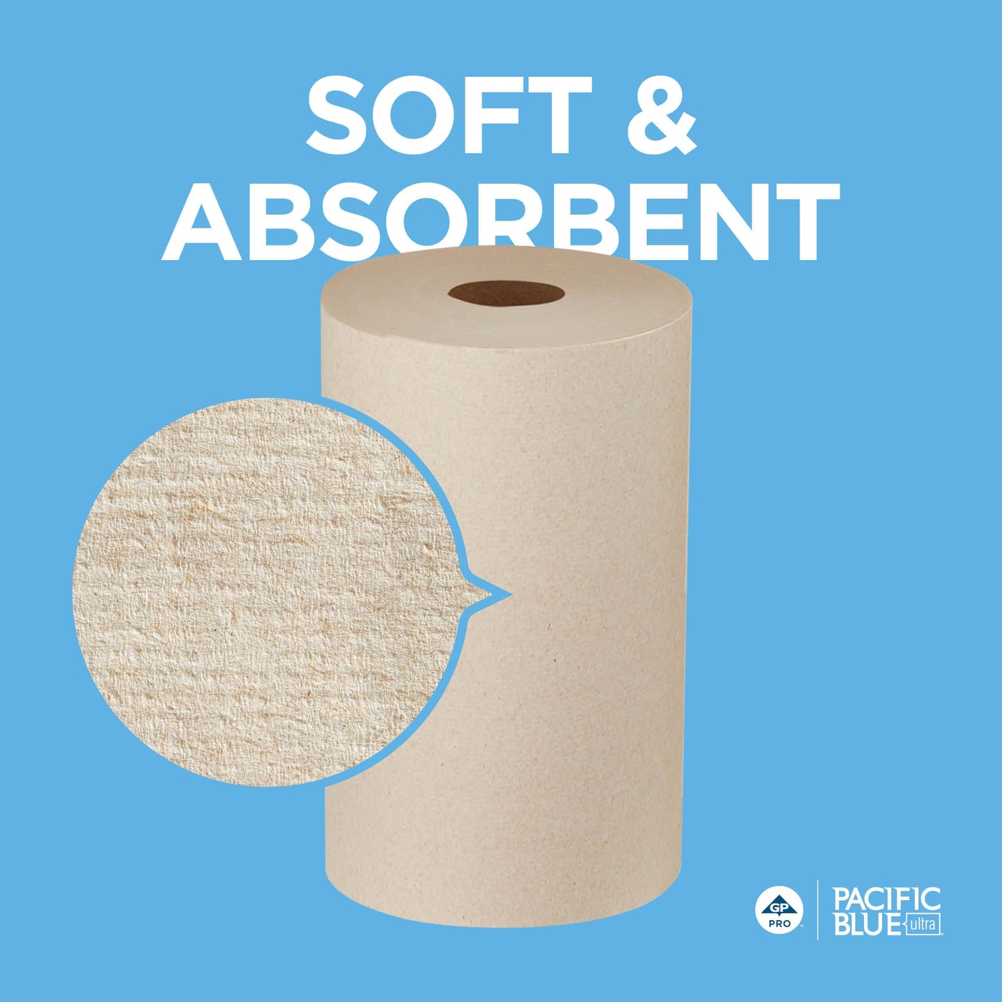 Georgia-Pacific Pacific Blue Ultra 9" Paper Towel Roll by GP PRO (Georgia-Pacific), Brown, 26611, 500 Feet Per Roll, 6 Rolls Per Case