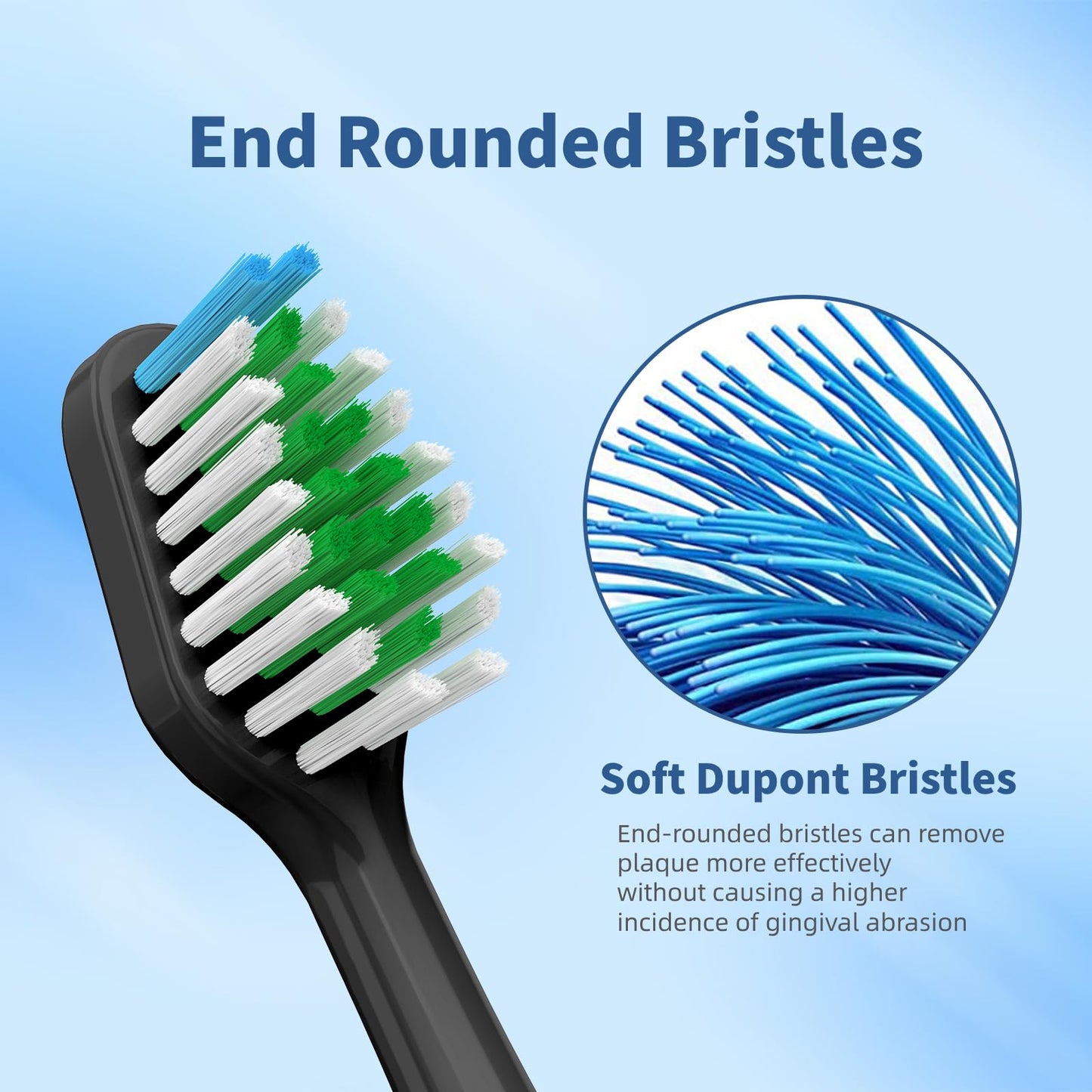 Replacement Toothbrush Heads for Waterpik Complete Care 5.0/9.0 (CC-01/WP-862), with Covers, 10 Count, Black
