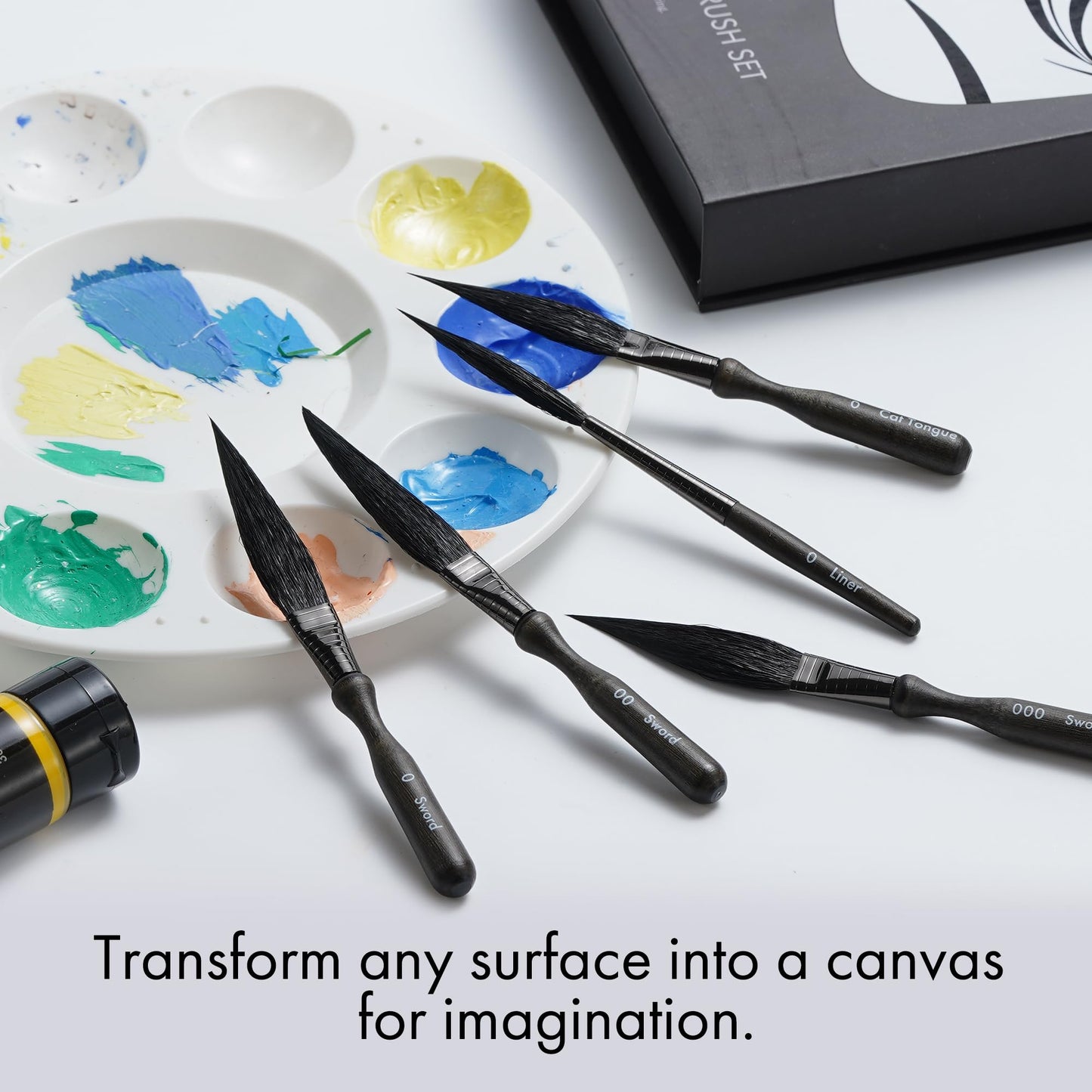 ARTIFY 5-Piece Pinstriping Brush Set, Mixed Squirrel & Goat Hair, Professional Detail Script Liner, Scroll, Sword, Dagger, Striper for Lettering & Detailing