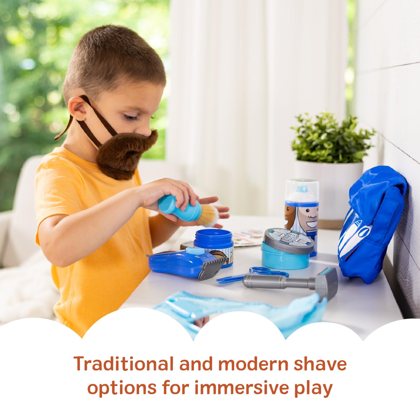 Melissa & Doug Barber Shop Pretend Play Set with Shaving Toys for Boys and Girls Ages 3+Wearable Beard and Shave Accessories for Role Play
