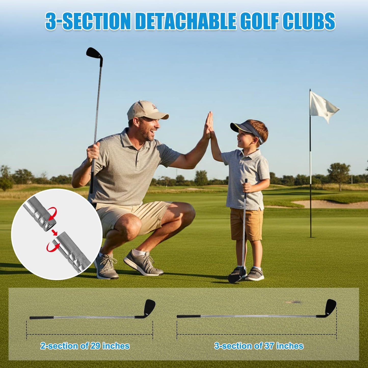 ASTRAEA Golf Chipping Game, Golf Battle Game with Hitting Mat for Kids Adults Indoor and Outdoor, 60" x 60" Double Sided Practice Mat with 2 Clubs & 20 Sticky Balls for Backyard