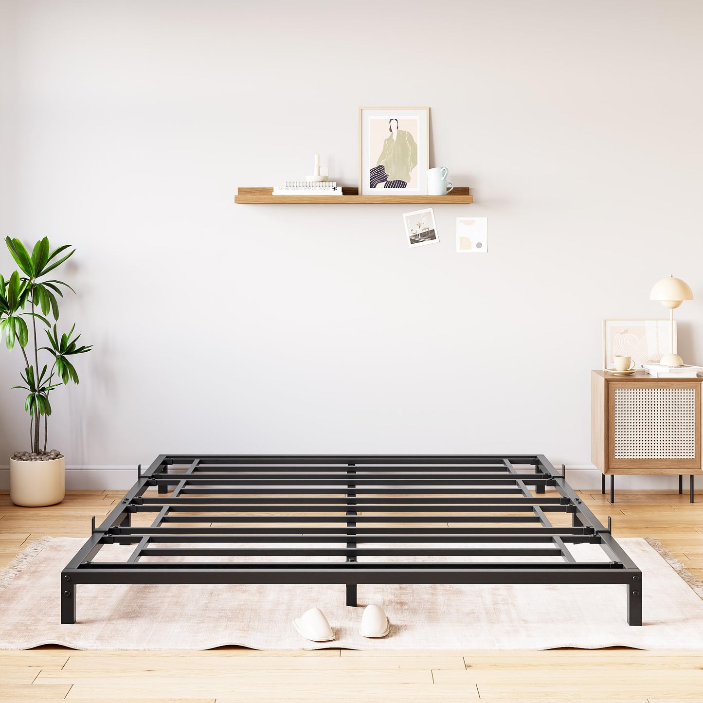 IDEALHOUSE 8 Inch Full Bed Frame No Box Spring Needed, Heavy Duty Metal Platform Bed Frame Full Size for Bedroom Easy Assembly, Noise Free, Black, Full