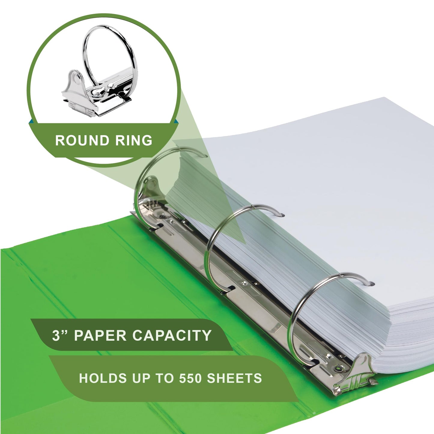 Samsill Plant-Based 3 Inch Durable Round Ring, View Binder, Eco-Friendly, USDA Certified Biobased, 4 Pack, Fashion Assortment