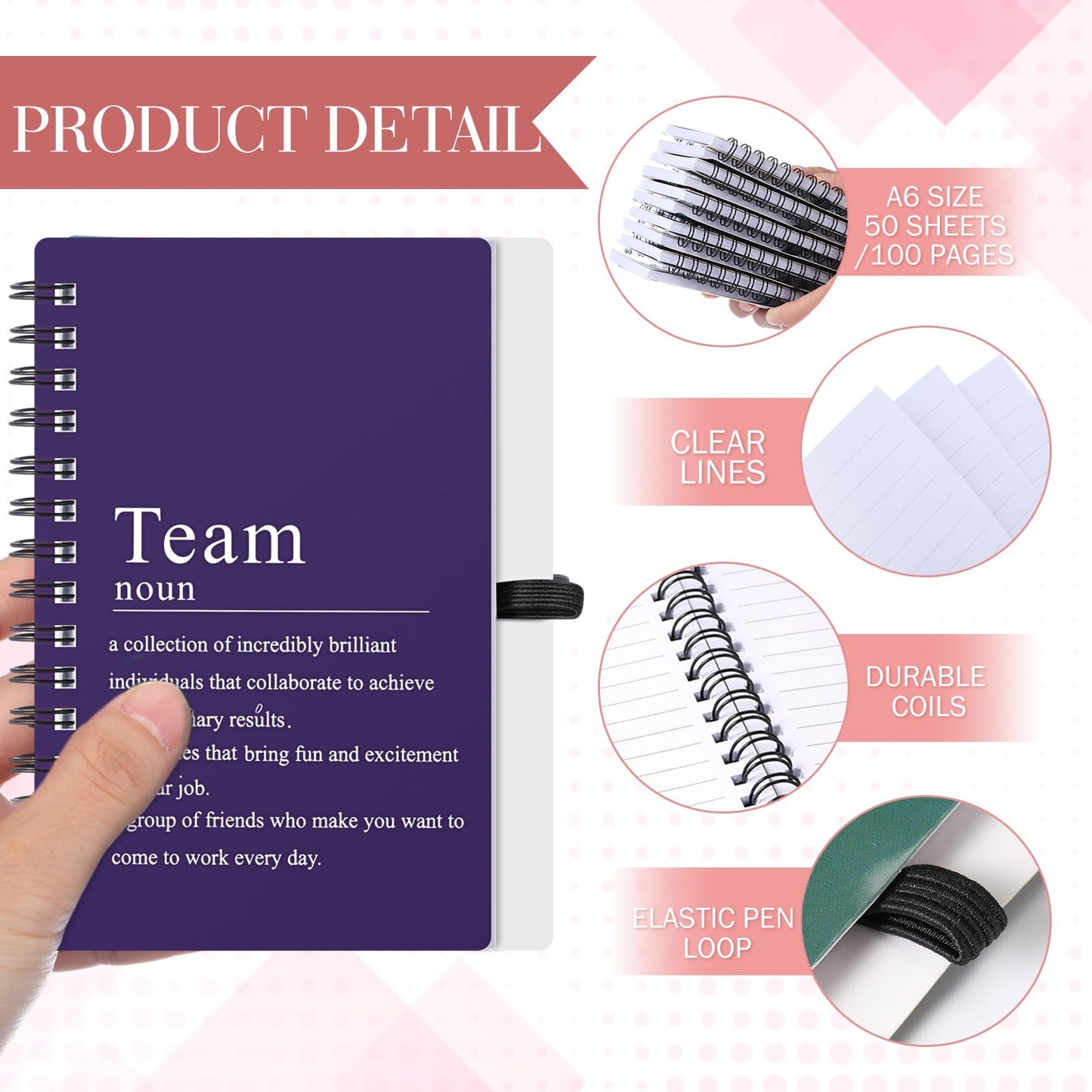 Fullhawl 24 Pcs Team Appreciation Gift Bulk for Employee A6 Spiral Notebook Motivational Journal Notepad Thank You Gift for Nurse Teacher Coworker Employee, 100 Page/50 Sheet(Bright Color)
