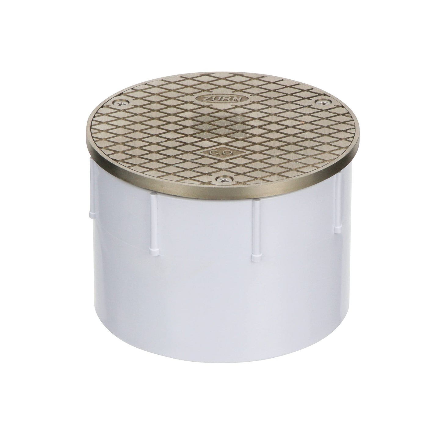 Zurn CO2450-PV4 Adjustable Floor Cleanout, Nickel Top, 4" PVC, Brass