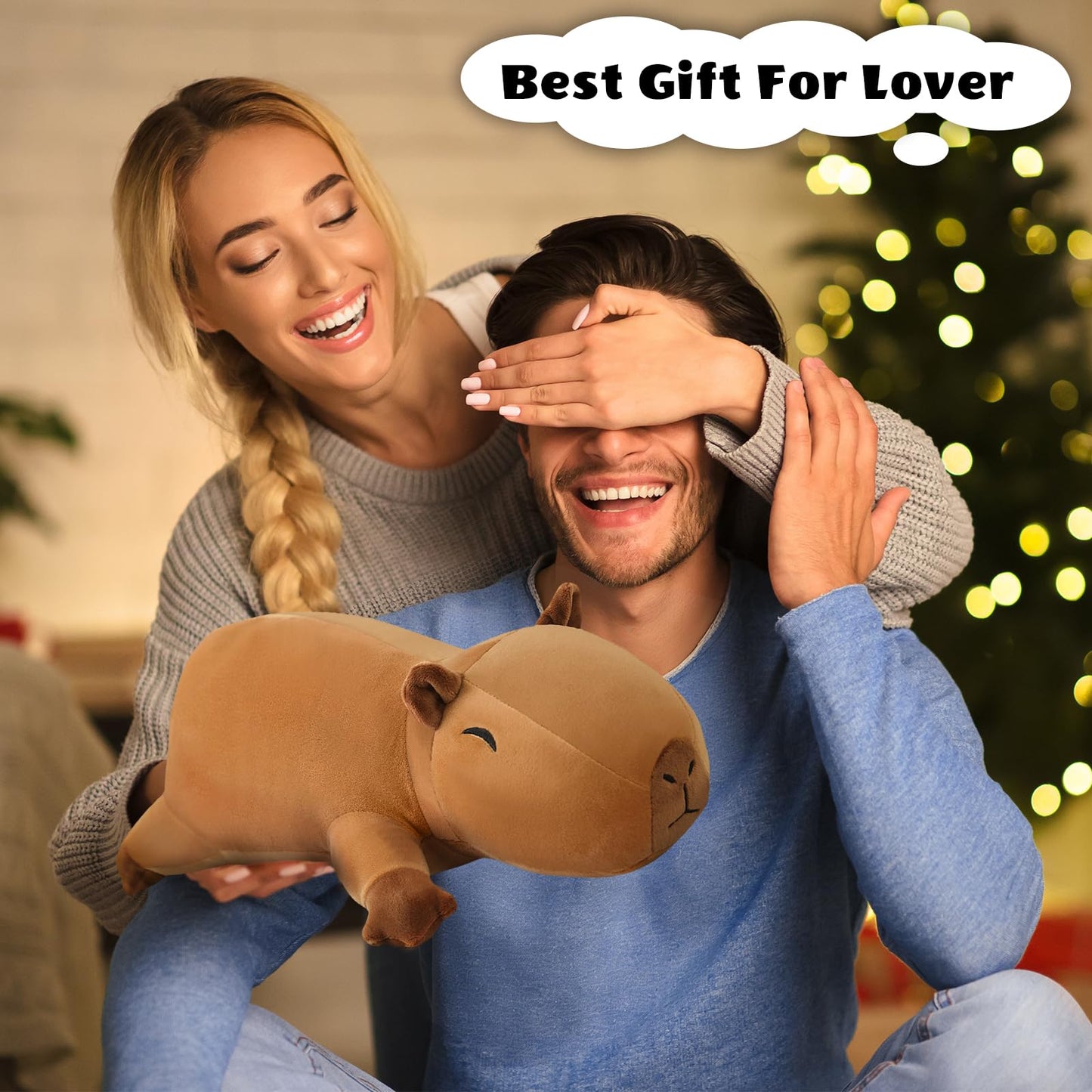 Finebee Weighted Capybara Stuffed Animals, Cute Weighted Capybara Plush, Soft Stuffed Weighted Plushie Pillow Gifts for Girls Boys(23.6" 3.1Lbs)