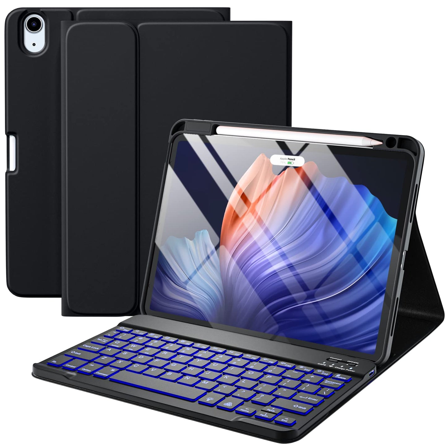 Harvopu Compatible for iPad Air 11-inch M2/ 10.9 Inch Air 5th 4th Generation Case with Keyboard - Backlit Detachable, Folio Cover with Pencil Holder for iPad Air 11 2024/ Air 5 2022/ Air 4 (Black)