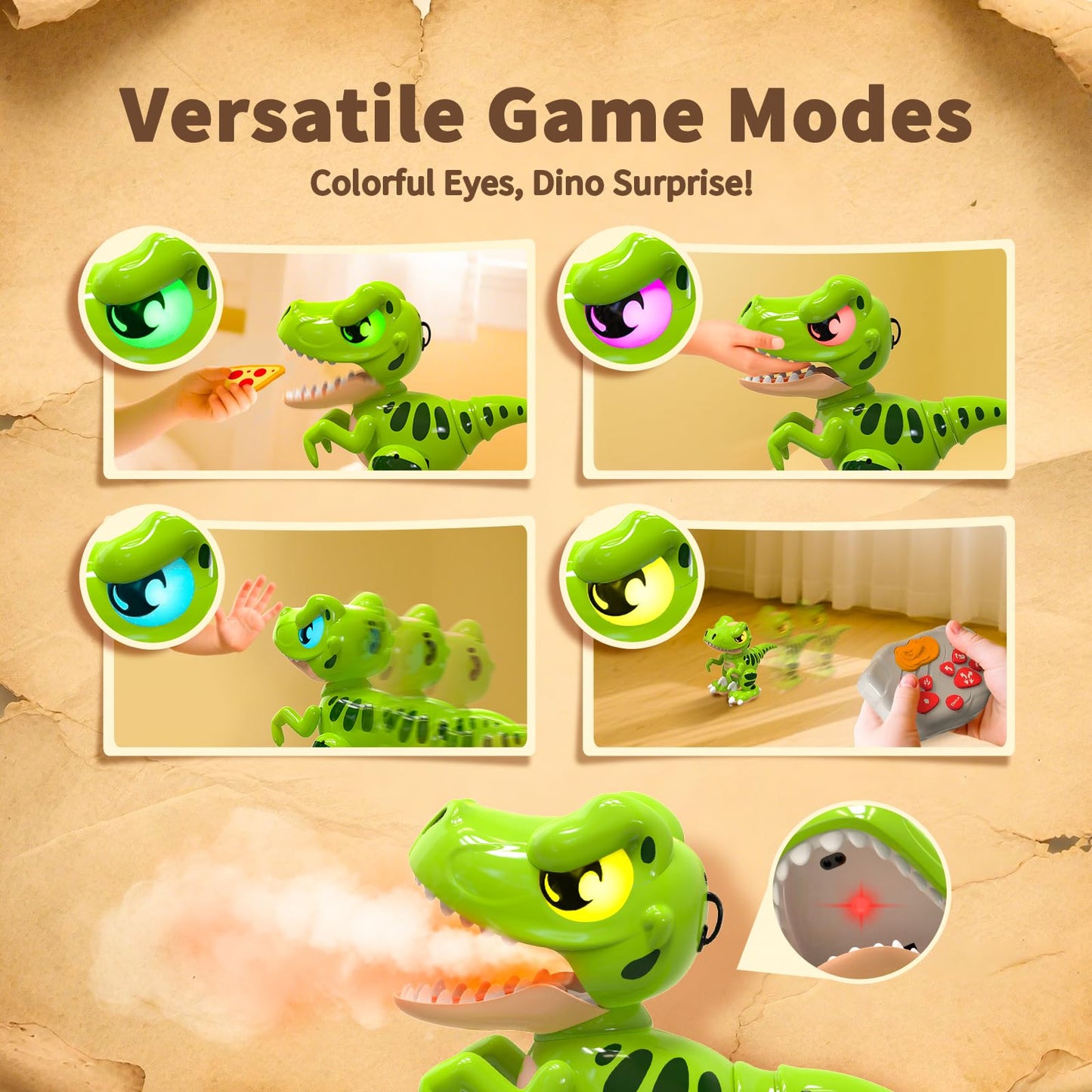 P&C Remote Control Dinosaur Toys for Kids Rechargeable Robot Velociraptor Toy with Spraying,Sound Effects,Dancing,RC Dino for Boy&Girl 3-12 STEM Gifts for Kid