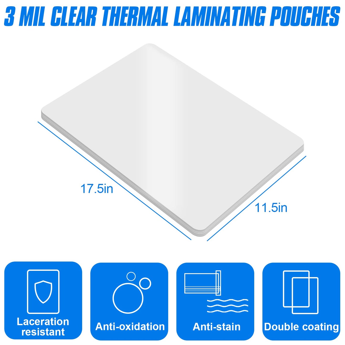 HERKKA 200 Pack Laminating Sheets, Hold 11 x 17 Inch Sheet, 3 Mil Clear Thermal Laminating Pouches 11.5 x 17.5 Inch Lamination Sheet Paper for Laminator, Round Corner