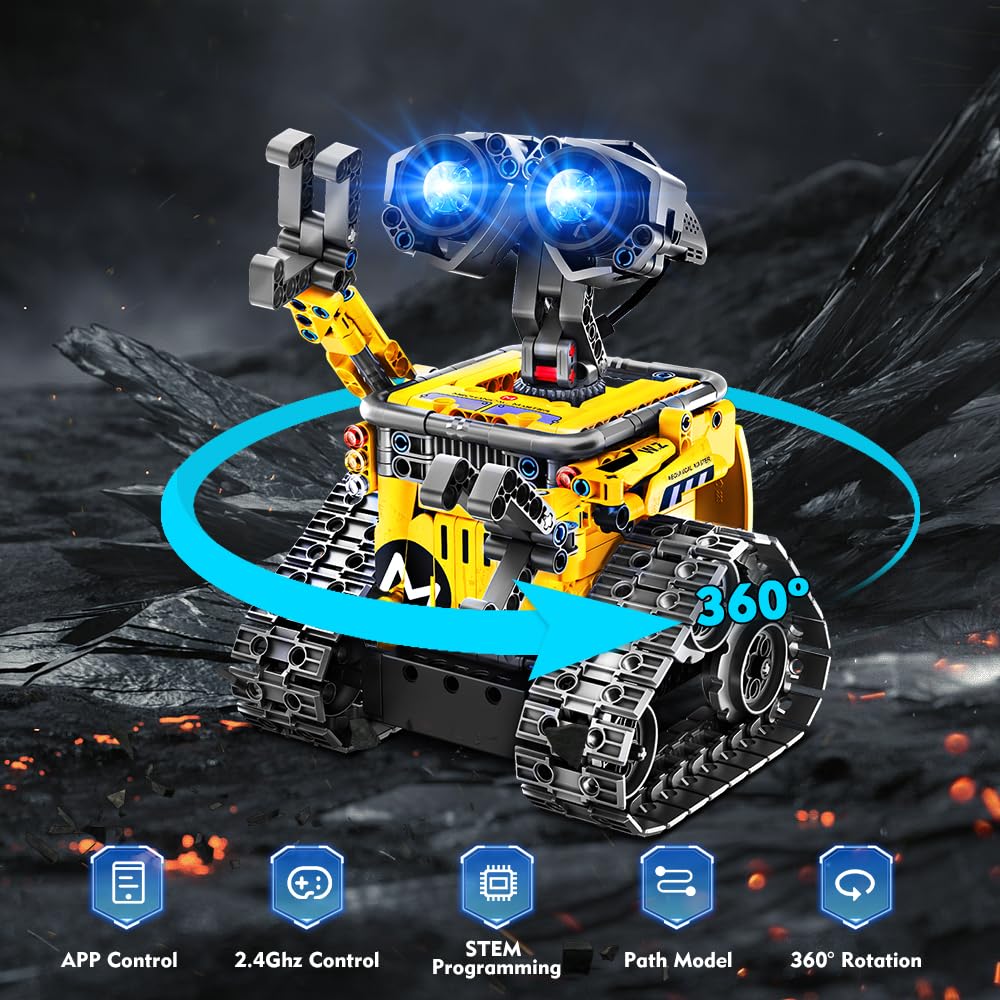 INSOON Robot Toys for Kids Building Set, 520 PCS App & Remote Control Robotics Kit, 5-in-1 RC Wall Robot Engineer Robot Dinosaur Building Block Toy Gift for Kids 6 7 8 9 10 11 12+ Years Old Boys Girls