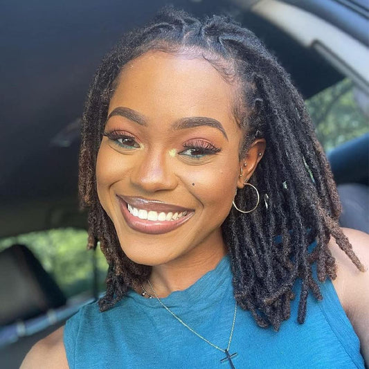 6 Inch 0.4cm Thickness Dreadlock Extensions Human Hair 30 Strands Locs Extensions Real Human Hair, Natural Black for Women Men Kids Full Handmade Permanent Locs Can Be Dyed and Bleached