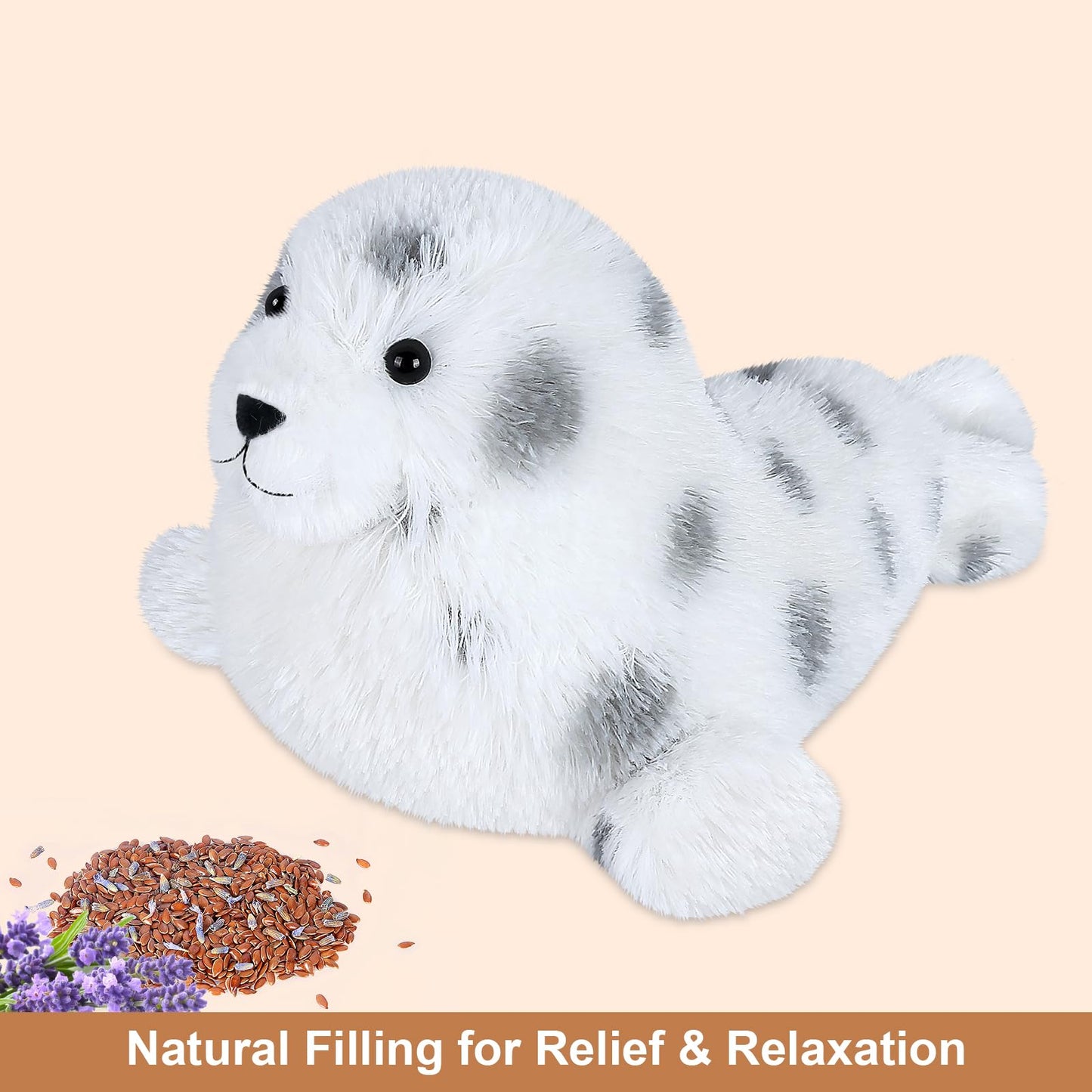 SuzziPals Heatable & Coolable Seal Stuffed Animal, Microwavable Stuffed Animal Heating Pad for Cramps & Pain, Chubby Seal Plushie for Anxiety & Stress Relief, Seal Gift for Kids & Aldults