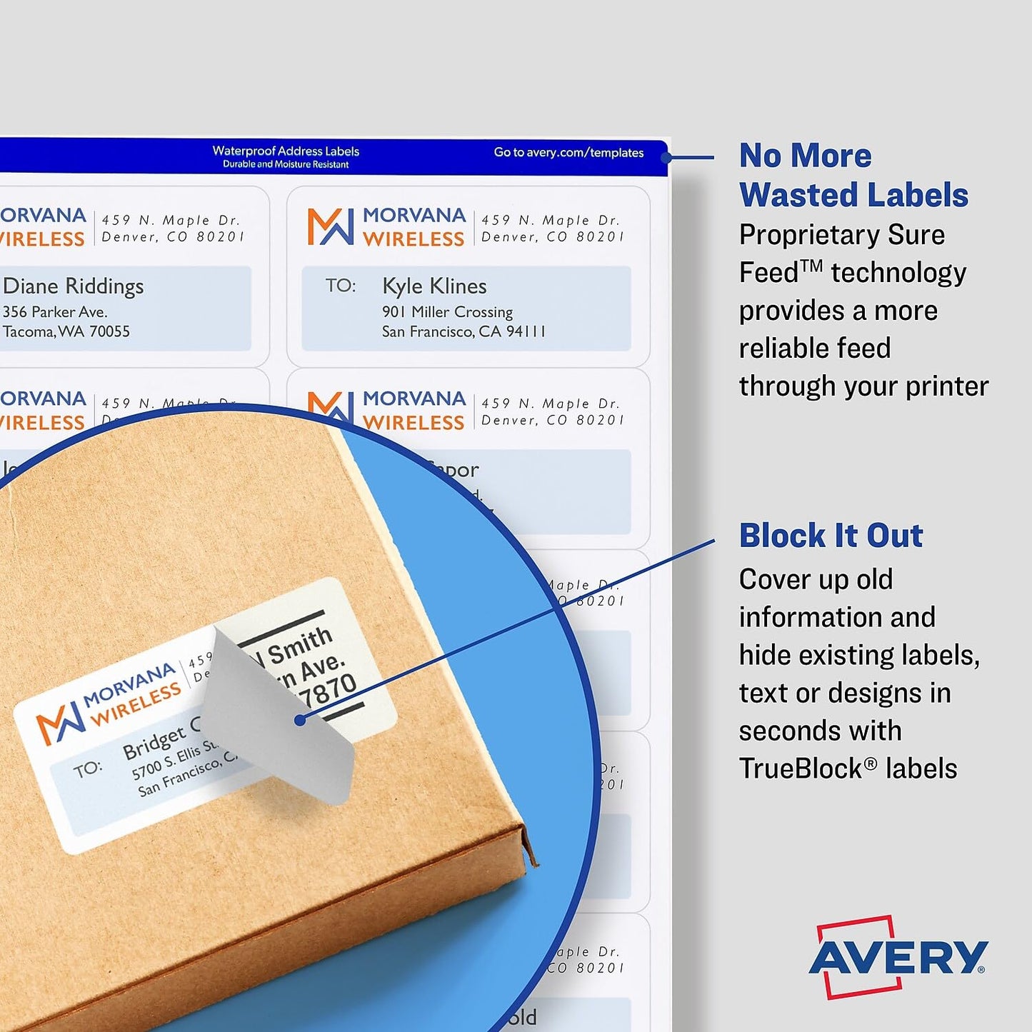 Avery Printable Blank Shipping Labels, 2.5" x 4", White, 800 Labels, Laser Printer, Permanent Adhesive (5817)