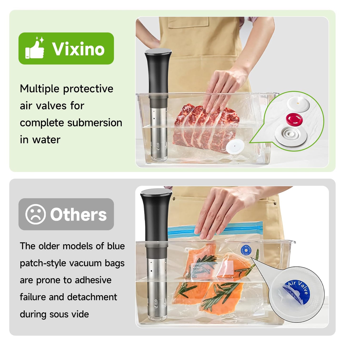 Vixino Vacuum Sealer Bags, 80 Reusable Vacuum Sealer Bags for Food, BPA-Free, Meal Prep and Sous Vide Cooking,Works for Handheld Sealer and Vac Sealer Machine with External Vacuum Systems