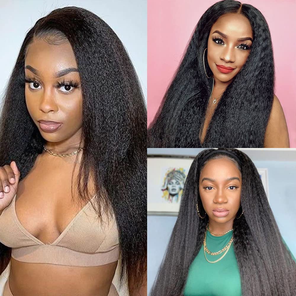 Kerriana Kinky Straight Human Hair Bundles, Kinky Straight Sew In 100% Unprocessed Brazilian 3 bundles 10 12 14 inch For Black Women
