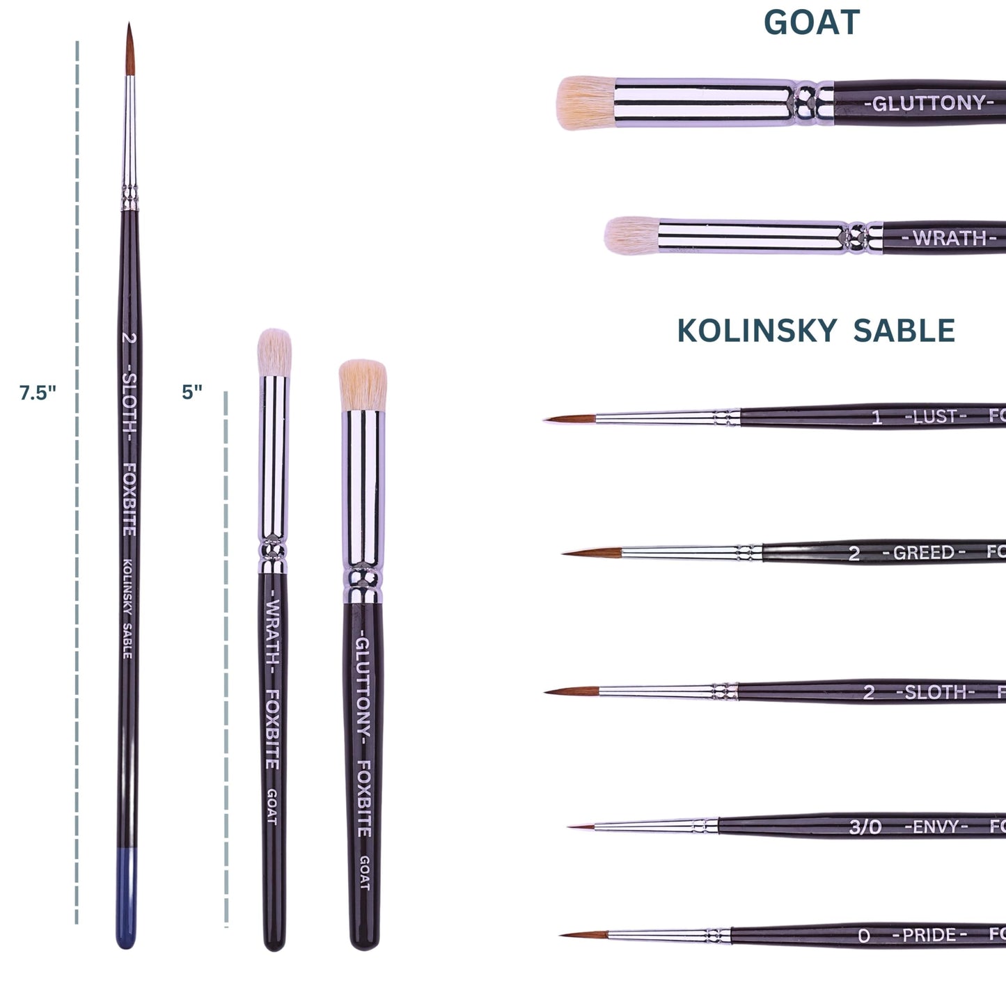 FOXBITE Kolinsky Sable Set Brushes for Miniature Painting Modeling Pieces Fine Detail Paint Brush Miniature Painting Kit Mini Paints Acrylic for Warhammer