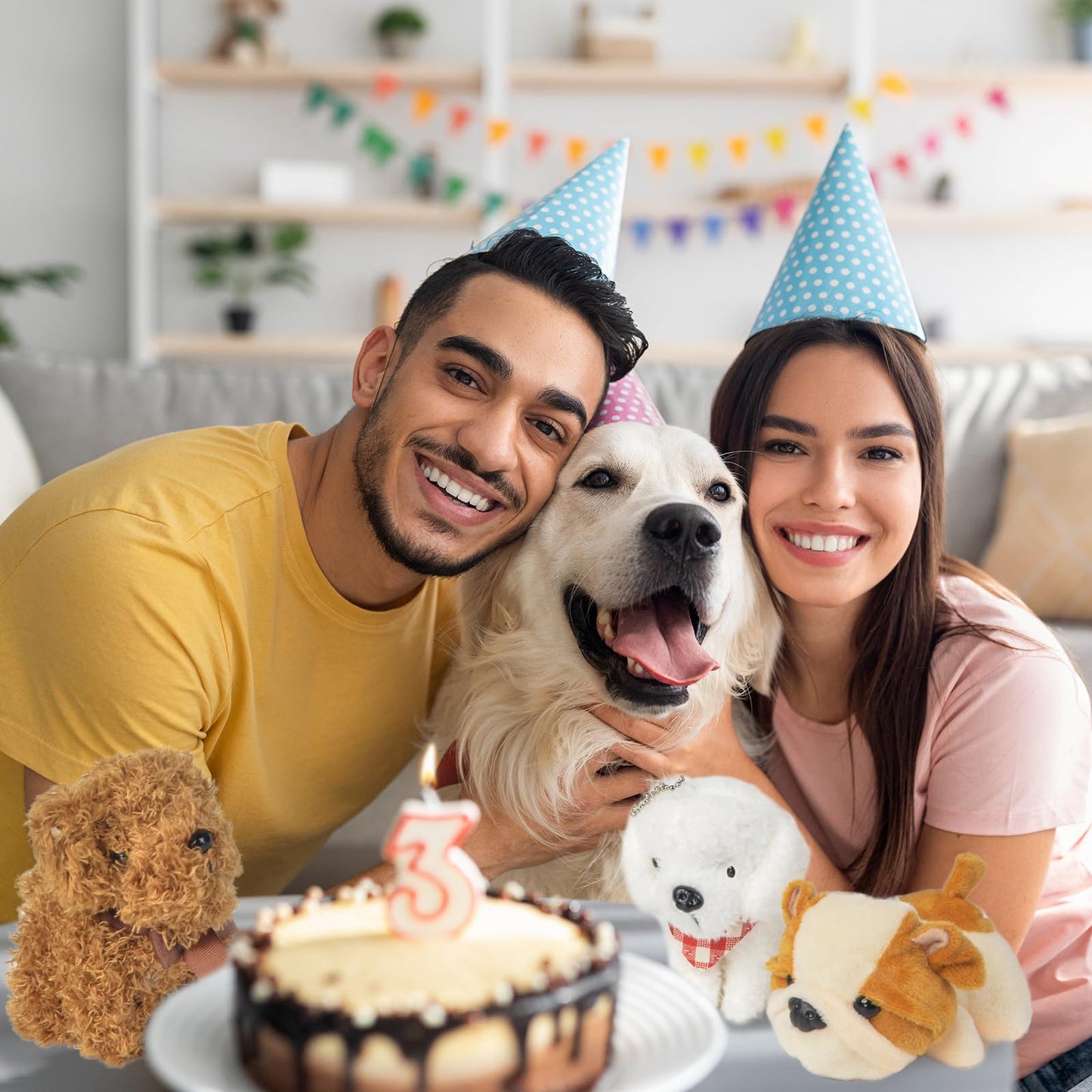 letesult 36Pcs Adopt A Puppy Party Favors, Mini Stuffed Animals Adopt A Dog Set Includes 12 Stuffed Dogs 12 Kraft Paper Bags 10 White Plastic Fence Mini Chalkboard & Chalk Marker for Adopt A Pet Party
