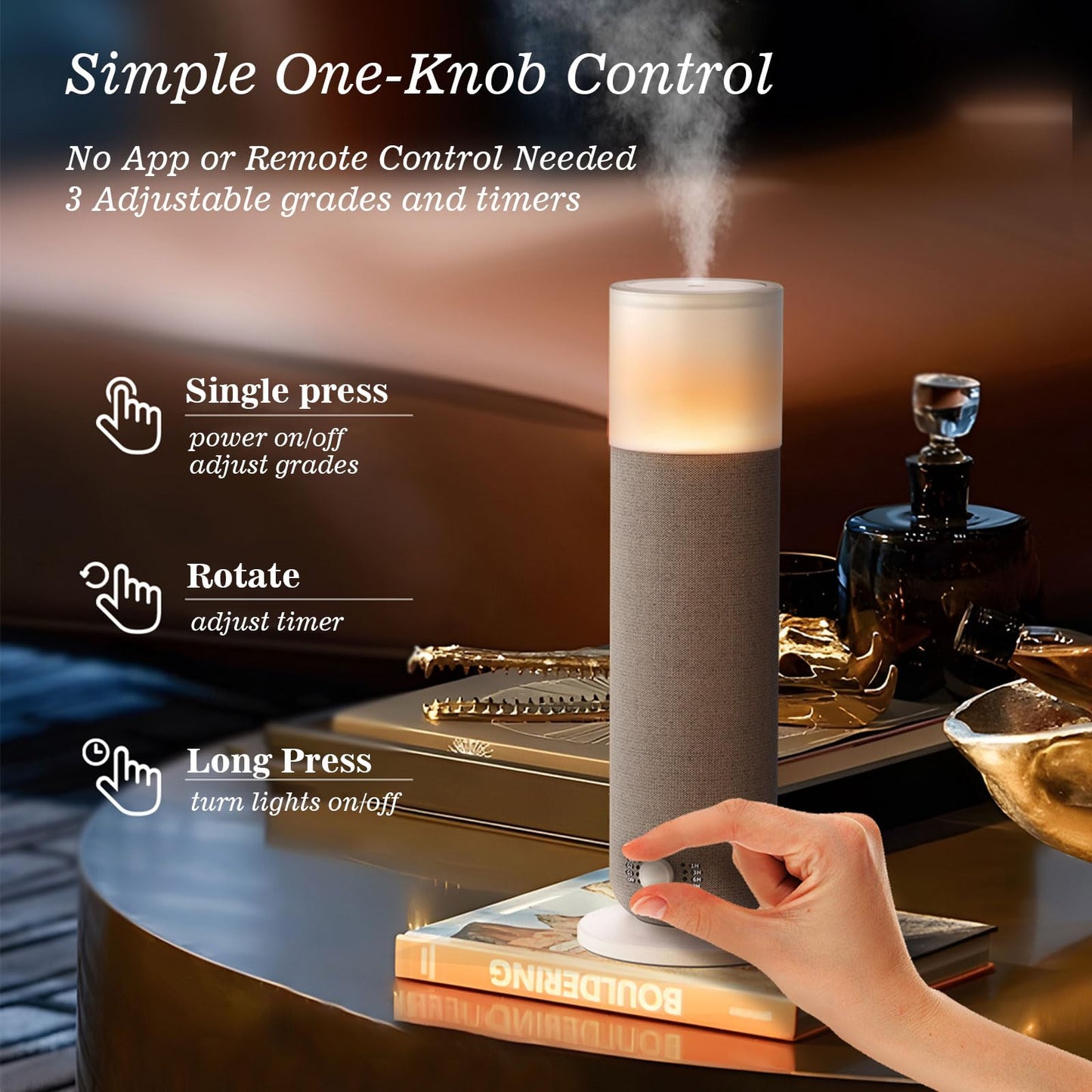 Luxury Scent Air Machine for Home, Fabric, Waterless, Covers 1000 Sq. Ft | Manual Control, No App Needed | Ambient Light | Essential Oil Diffuser, Fragrance & Aroma Diffuser, Gray
