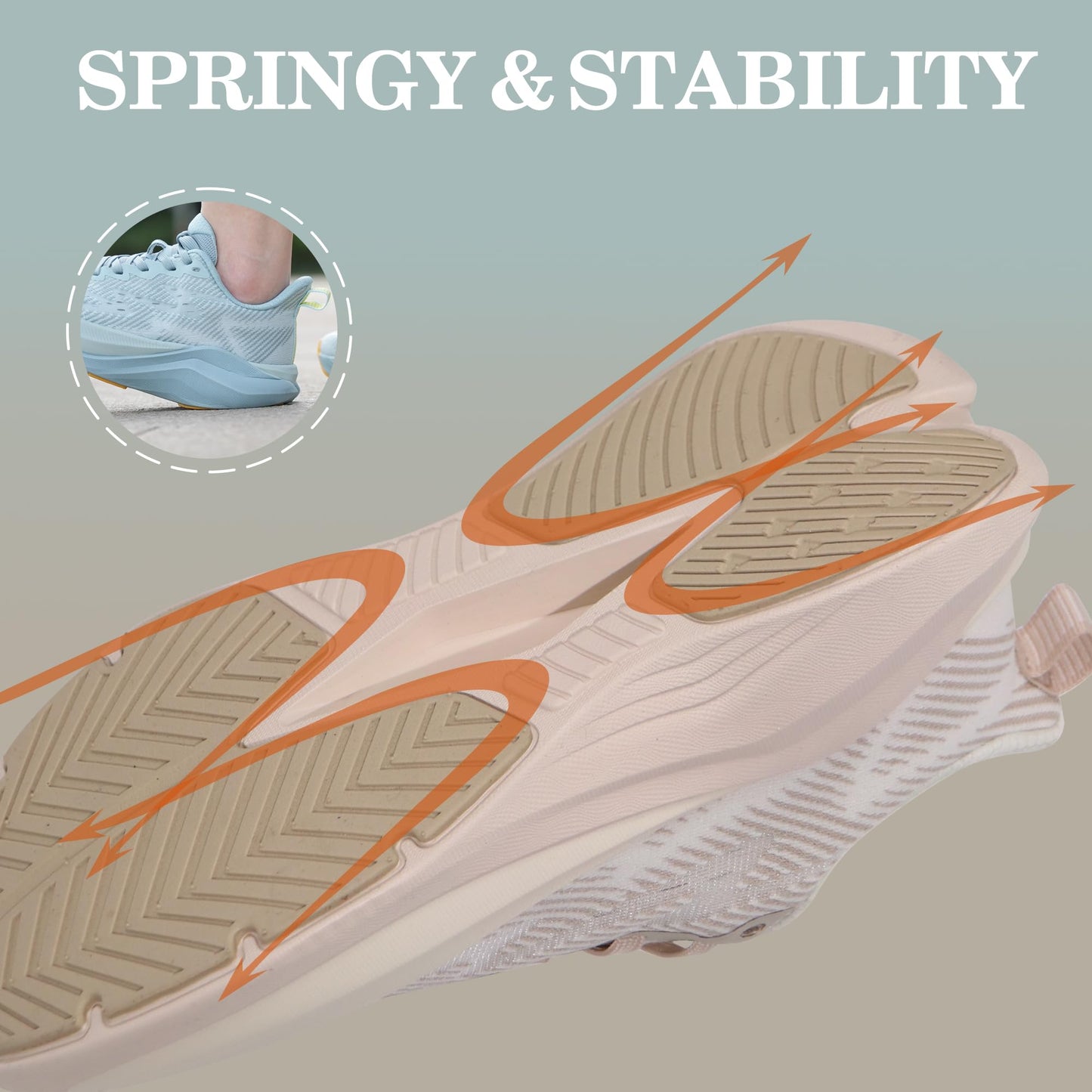 Hawkwell Women's Cloud Zero Active Nursing Shoes Cushion Breathable Tennis Walking Gym Medical Work Sneakers,Knit Beige,9 M US