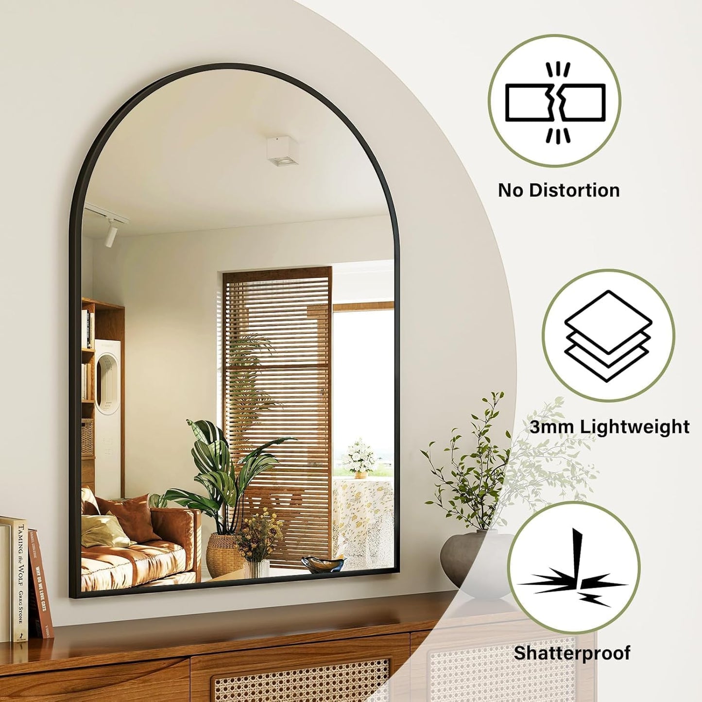 Bathroom Mirrors for Over Sink, 20"x30" Arched Mirror for Wall, Metal Black Framed Mirrors Modern Vanity Mirror for Bathroom Living Room, Bedroom and Entryway, Black