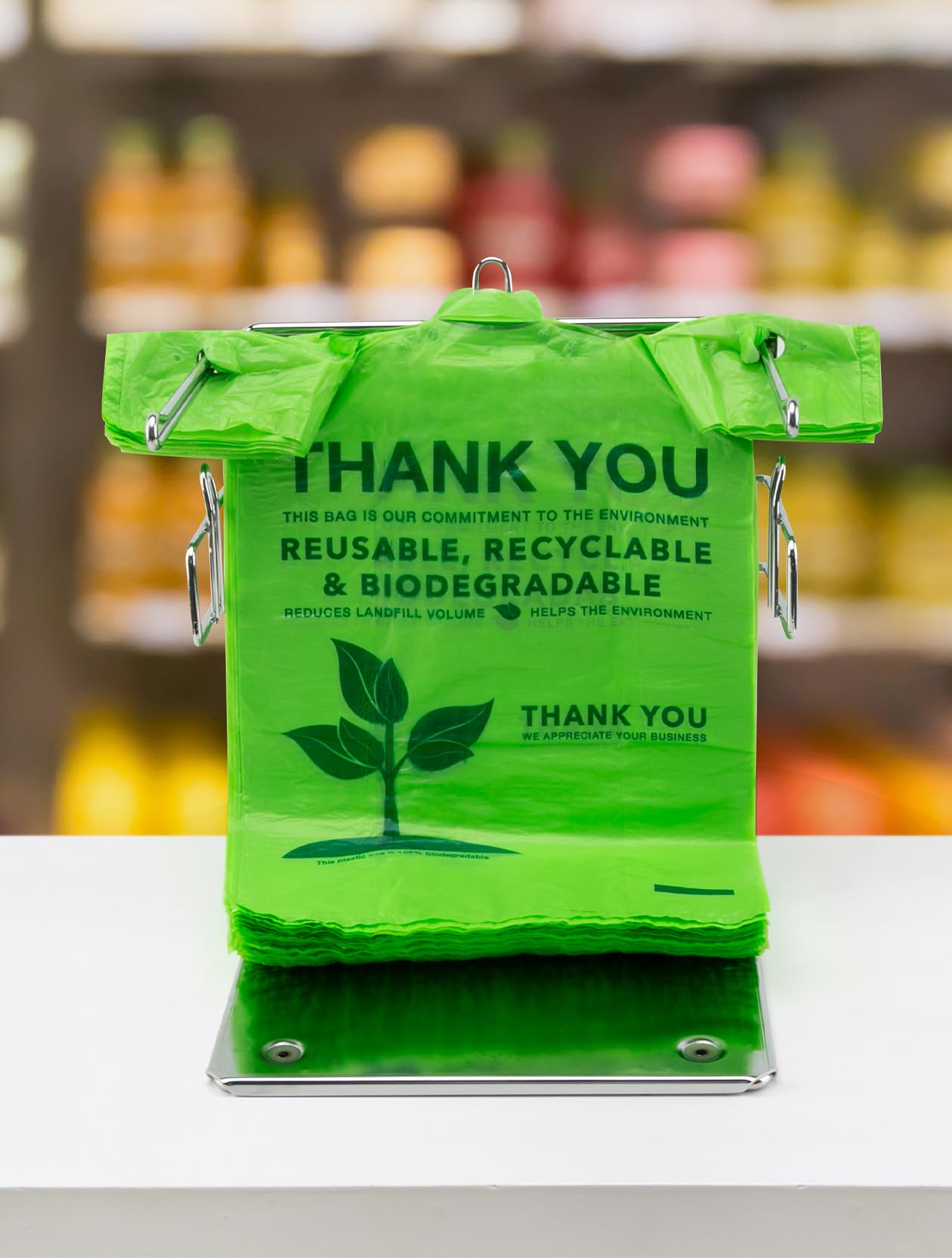 UMT Plastar 500 Count Recyclable Compostable 100% Biodegradable T-Shirt Bags, Eco-Friendly Grocery Shopping Bags, 11.5" x 6.25" x 21", 16 Mic