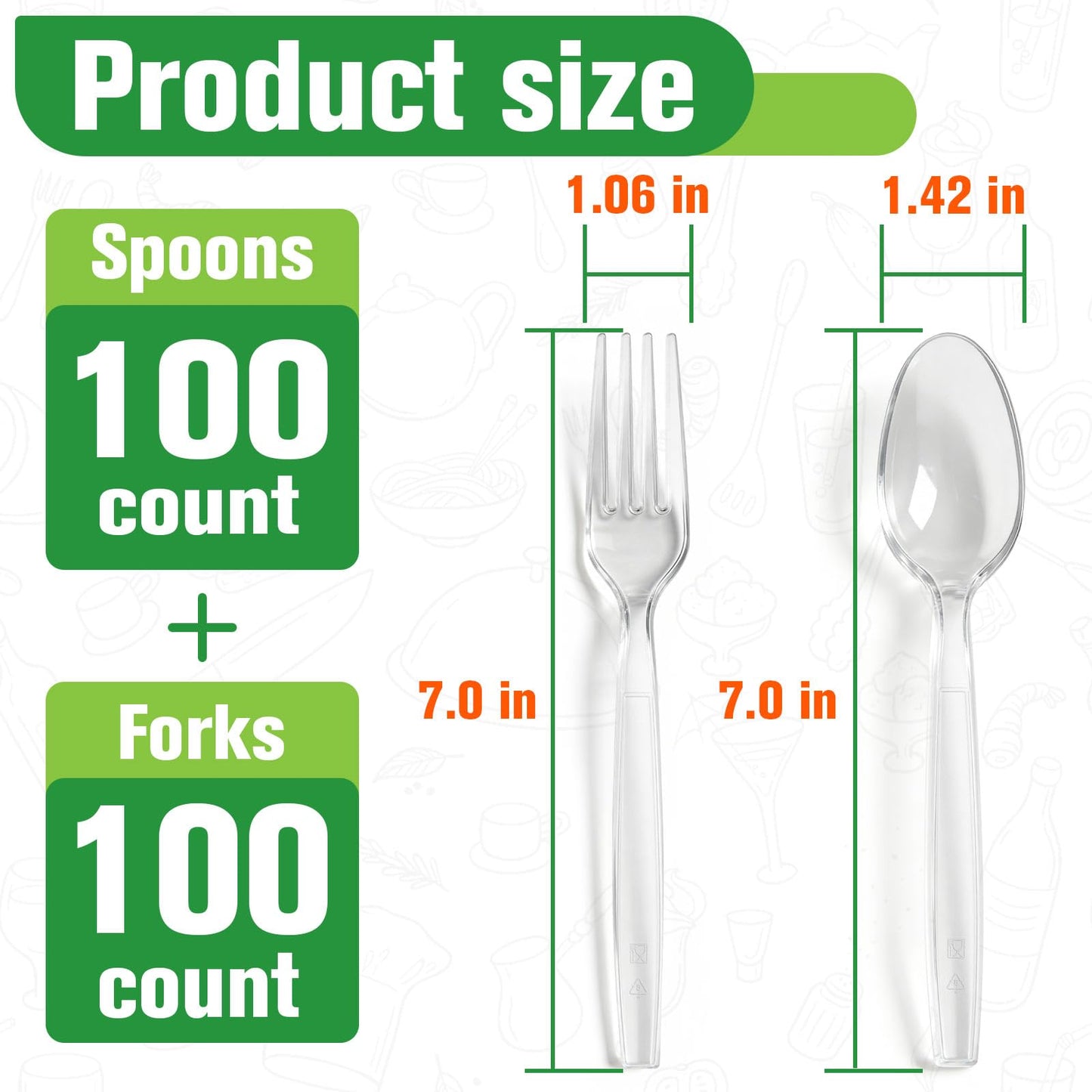 1200 Count Plastic Silverware Heavy Duty,Clear Plastic Forks and Spoons, 600 PlasticSpoons & 600 Forks,BPA-Free,Heat Resistant Disposable Cutlery Utensil Set for Catering & Events, Daily Use