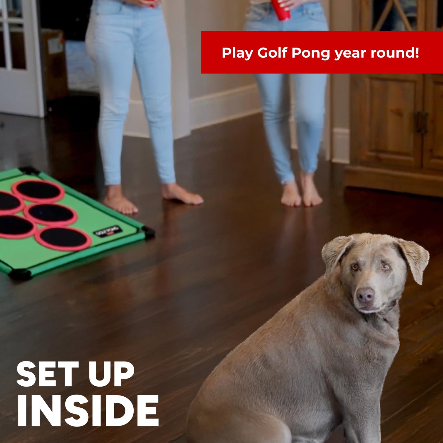 Golf Pong Game Set, Jumbo Backyard Lawn Game, Portable Indoor-Outdoor Chipping Golf Gift for Men, Women & Family