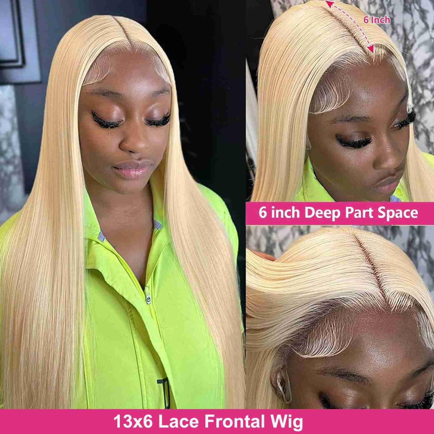613 13x6 Lace Front Wig Human Hair, 13x6 HD Transparent Straight Blonde Lace Front Wigs Human Hair Pre Plucked 24 Inch 200 Density 613 HD Lace Frontal Wig Human Hair for Women