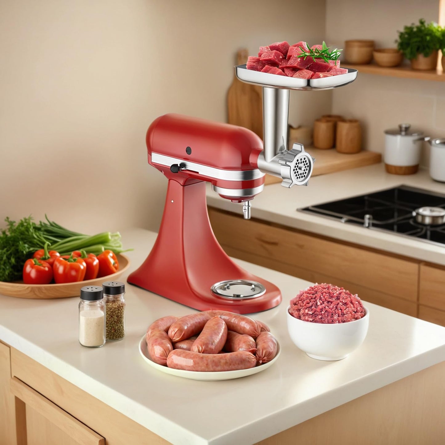 EZATO Meat Grinder Attachments for KitchenAid, Sausage Stuffer, Compatible with KitchenAid Stand Mixer of All Models, Aluminum Alloy, Not Dishwasher Safe