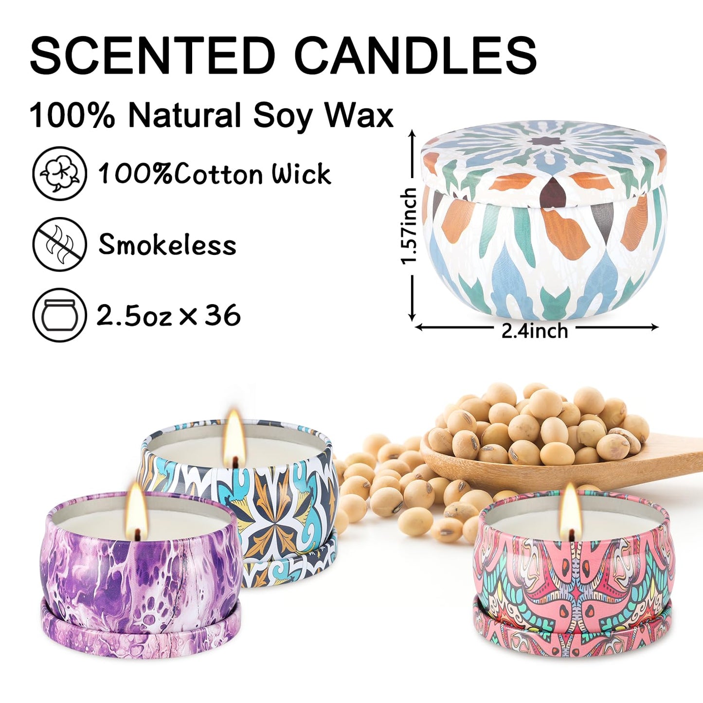 YOROXRG Scented Candles Gifts Set - 36 Pack Soy Wax Travel Tin Jar Candles for Home, Mom, Christmas, Home Decoration, Birthday, Thanksgiving, Mother's Day