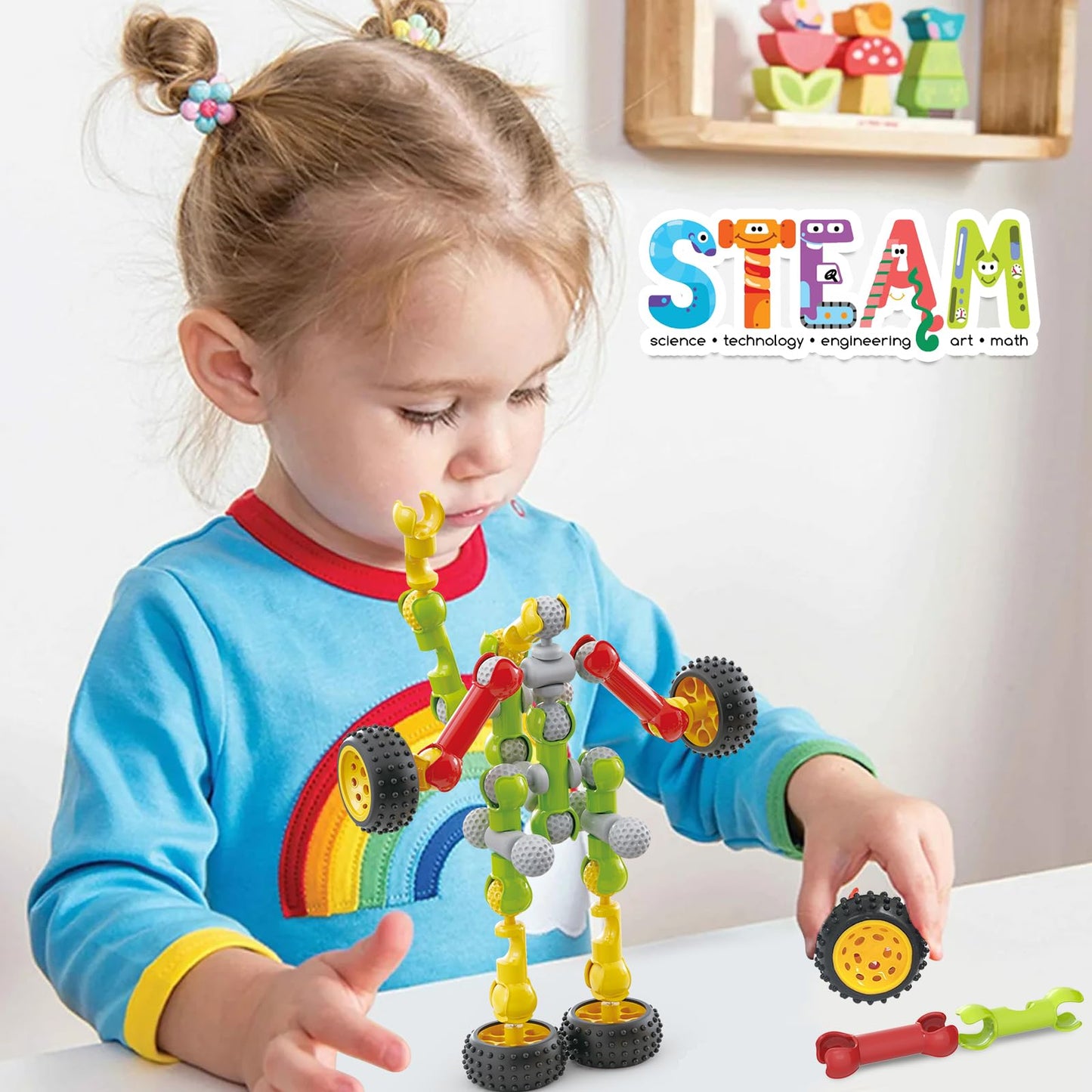 Huaker - Building Toys for 3 4 5 6 7 8 Year Old Boys 180 Building Blocks Educational Learning Toys with Large Storage Box Ideal Birthday Gifts