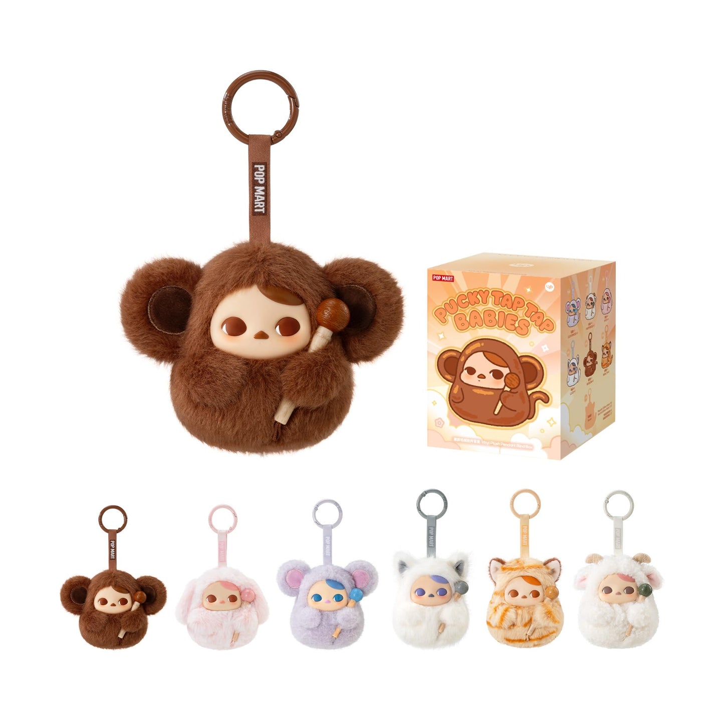 POP MART PUCKY Tap Tap Babies Series-Vinyl Plush Pendant Blind Box, PUCKY Blind Box Action Figures, Random Design Collectible Toys for Home Decor, Birthday Gifts for Girls Boys Women Men, Single Box