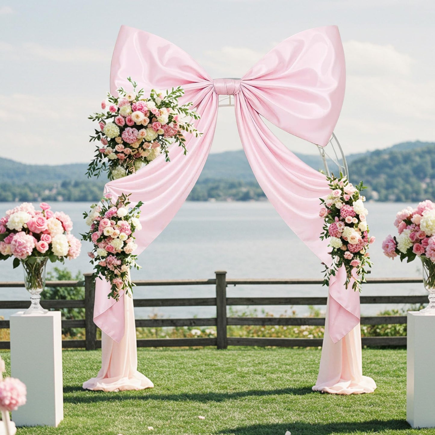 GUDELAK 95 x 70 Inches Extra Large Bow Themed Party Decorations Giant Pink Bow Decor Satin Ribbon, Contains Felt Big Pink Wall Decor Girl Coquette Birthday Decorations Bachelorette Bridal Supplies
