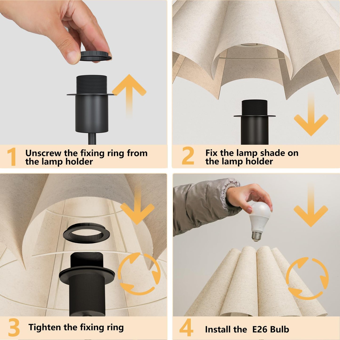 KUNJOULAM Small Table Lamp, Bedside Nightstand Lamp with Umbrella Form Fabric Lampshade Black Base, Morden Mini Desk Lamp for Bedroom Home Office Decor