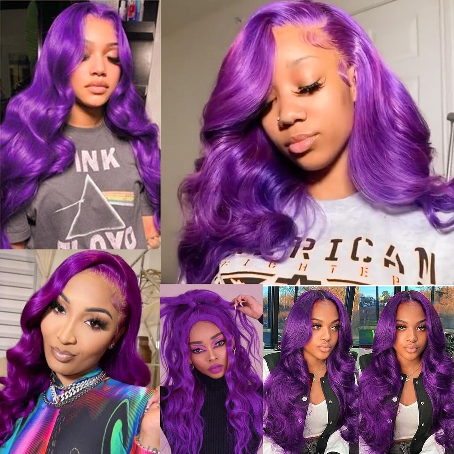 Missyvan Purple Body Wave 13x4 Lace Frontal Wigs HD Lace Front Wigs Glueless Pre Plucked Bluish Violet Glueless Wigs 28 Inch Soft Hair Natural Hair Line Baby Hair Heat Resistant