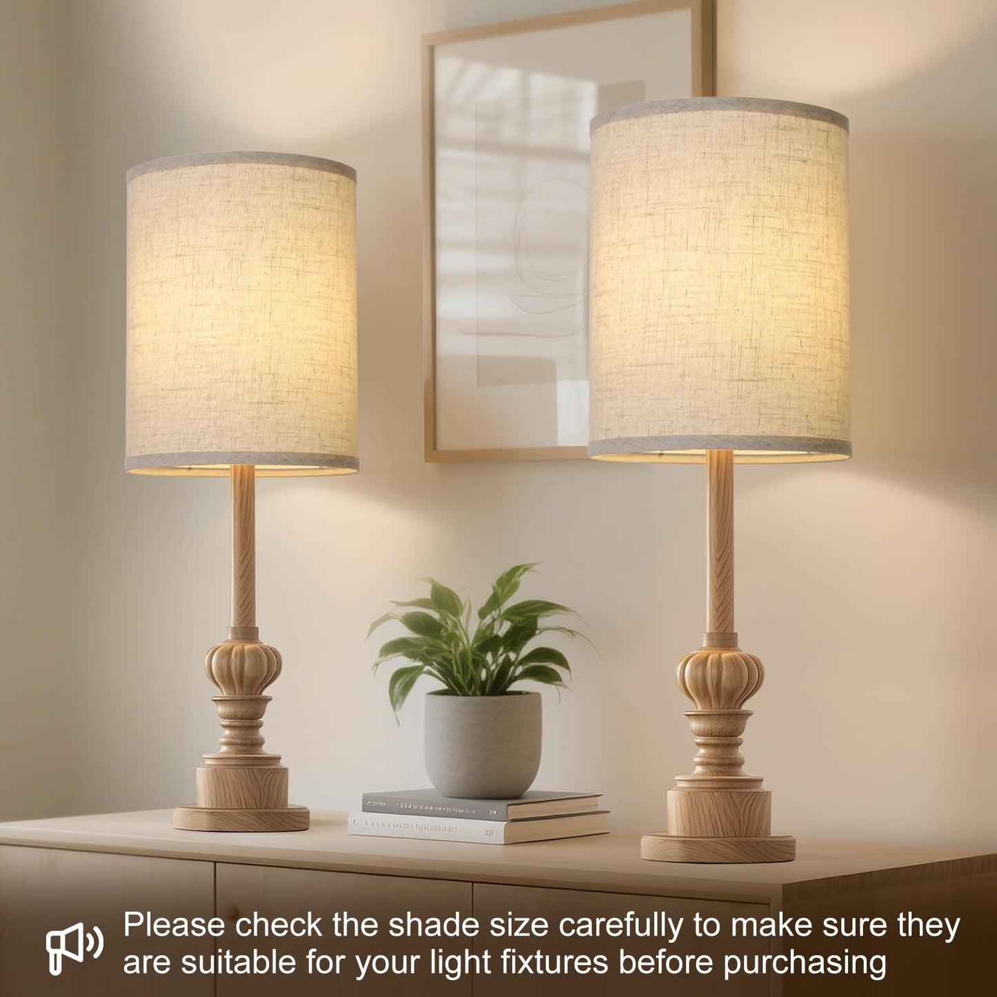 Tall Drum Lamp Shades Set of 2, 10"Top x10" Bottom x 13"High, Beige Lampshade for Table Lamp Floor Lamp, Replacement Lampshades Natural Linen Handcrafted, Spider, Harp Holders Included, Easy Assembly