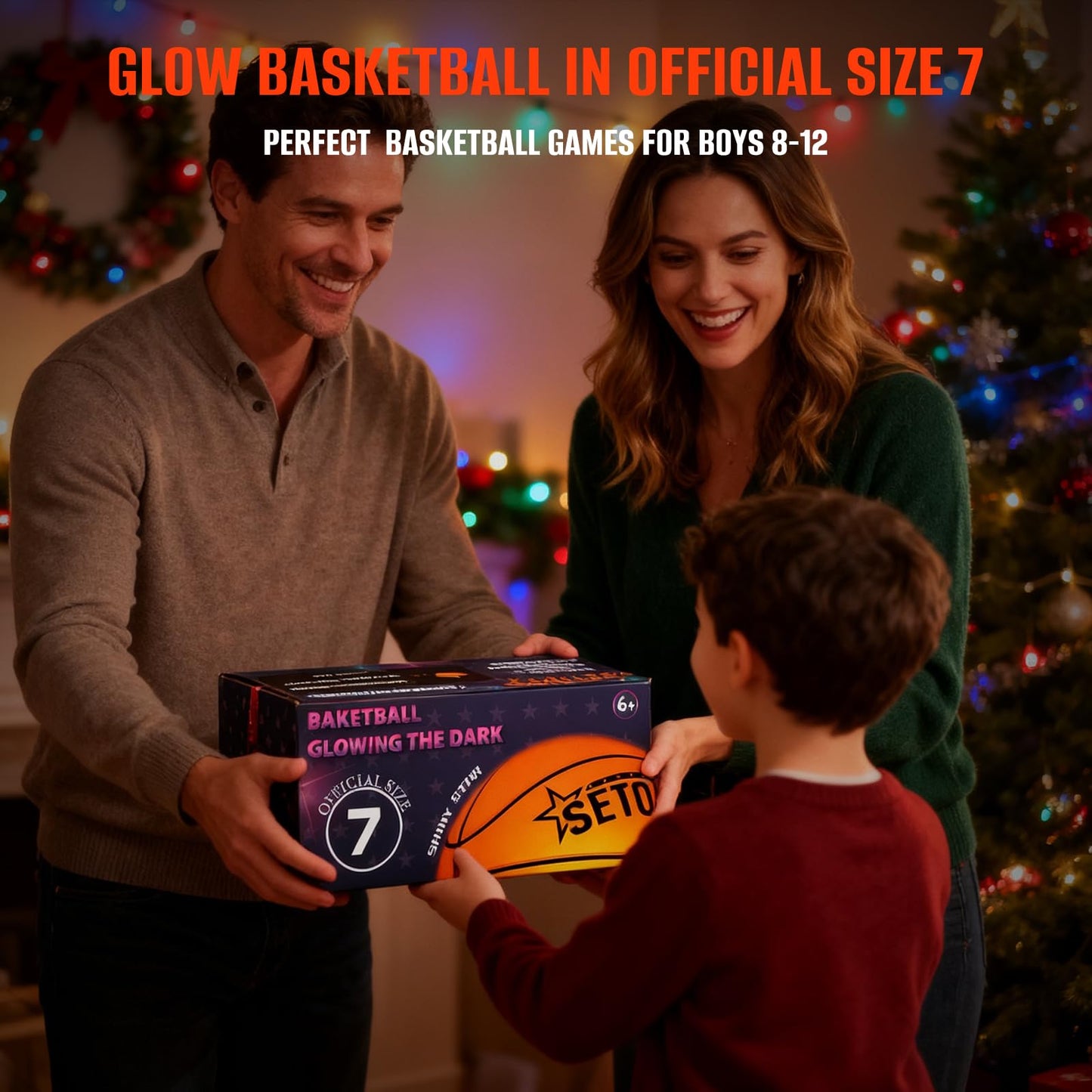 SETOXYX Glow in The Dark Basketball, Light Up Basketball for Teen Boy, Official Size 7 with 6 Spare Batteries, Gift for Boys & Girls 6-15+ Year Old, Outdoor Sports Toy Halloween