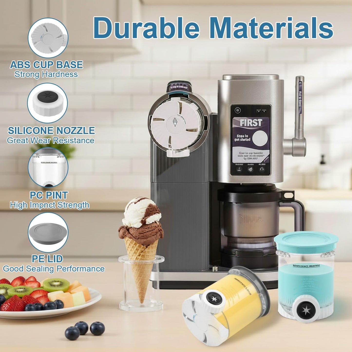 4 Pack Creami Swirl Pints and Lids for Ninja, Compatible with NC700 Series, NC701, NC701C, Creami Containers for Swirl Ice Cream & Soft Serve Makers, BPA-Free & Dishwasher Safe, Clear/Multi-Color