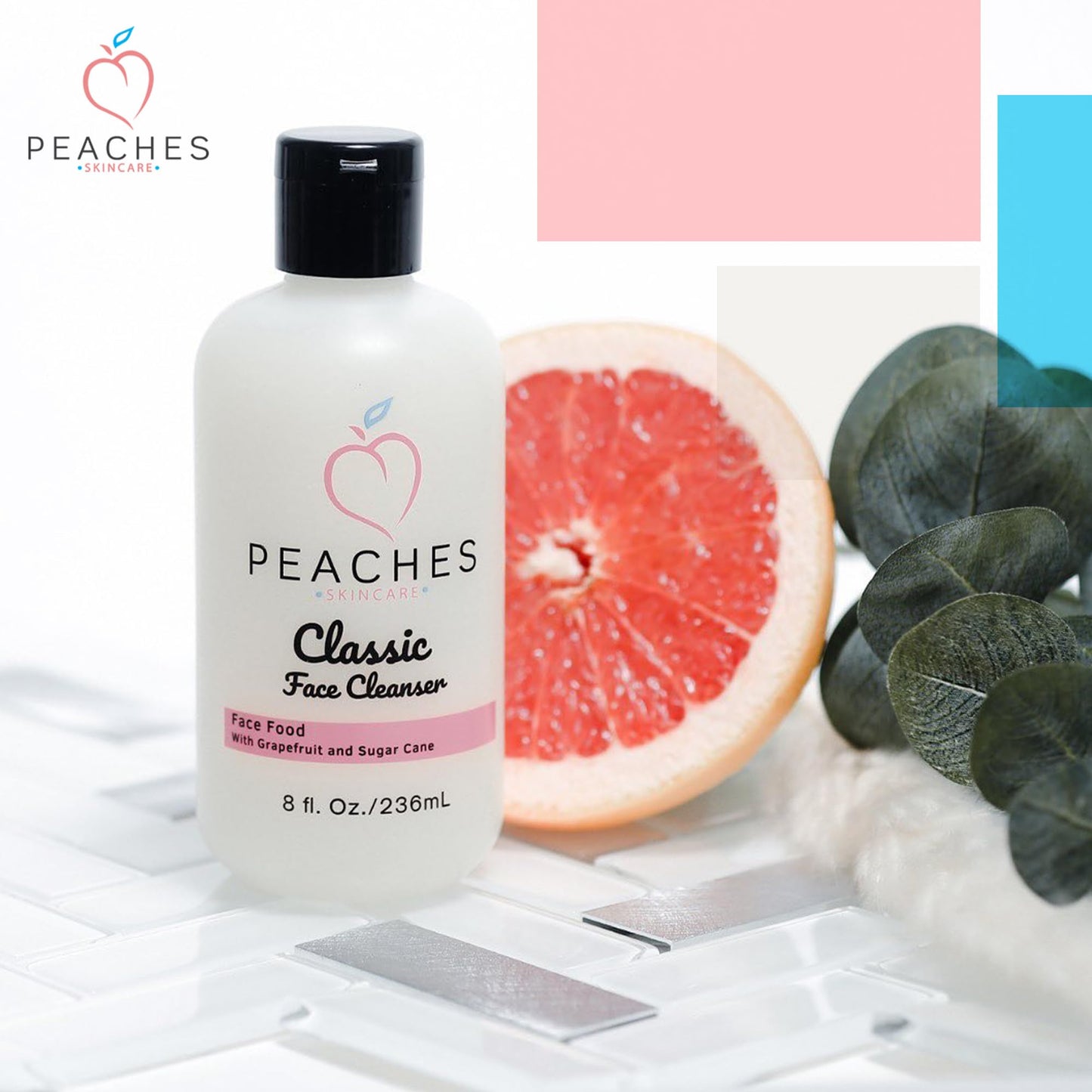 Face Cleanser (8 oz) - Hydrating Facial Cleanser with Grape Fruit, Sugar Cane, Gotu Kola - Lightly Exfoliating Facial Cleanser for Women and Men - Vegan Cleanser for All Skin Types - Classic Cleanser