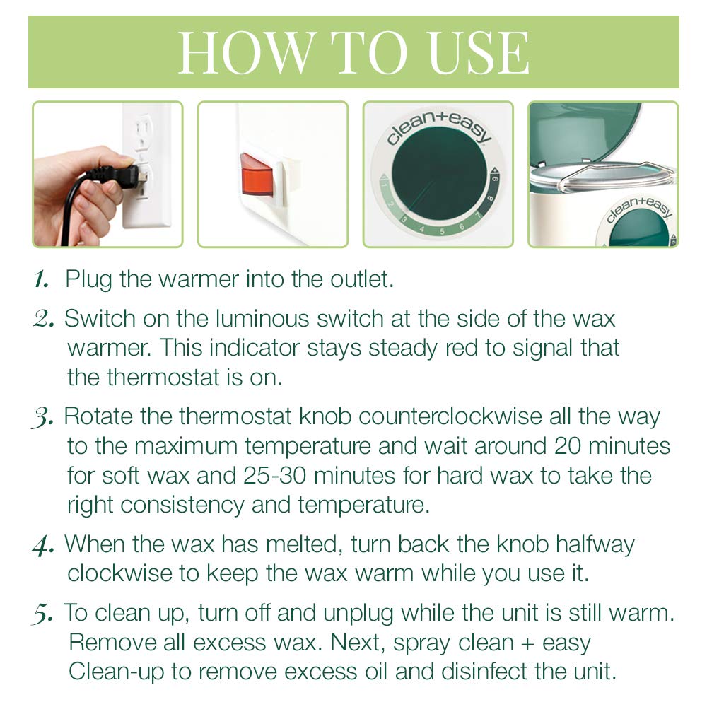 Clean + Easy Deluxe Wax Warmer – Thermostatically Controlled Hair Removal Wax Heater for Salon & Home Use, with No-Mess Scraper Bar, 120V