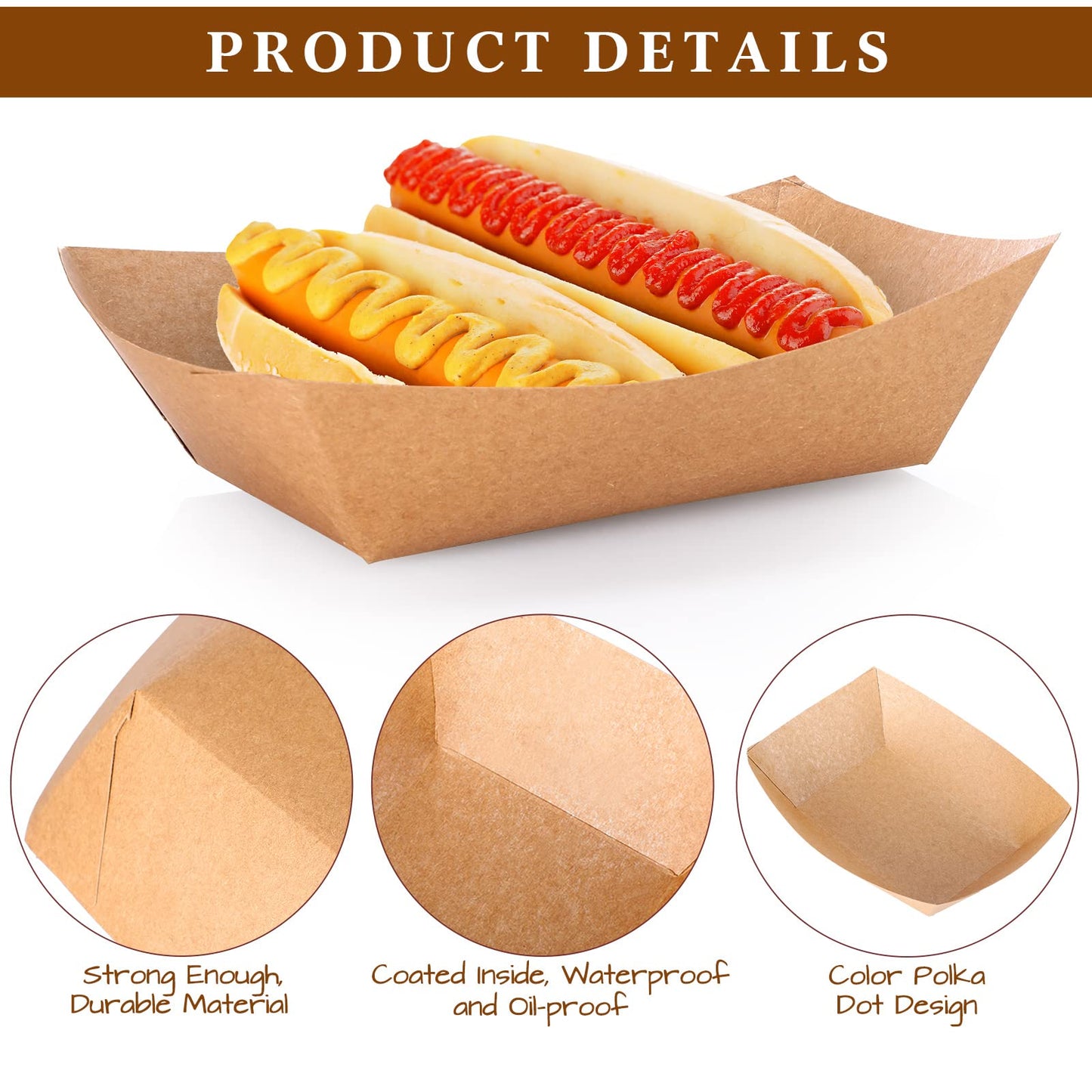Sherr 5 lb Kraft Paper Food Trays Boats Bulk, Disposable Nacho Kraft Paper Food Serving Trays Brown for Nachos, Tacos, Fries, Hot Dog, Corn, Bbq, Festivals, Party(200 Pcs)