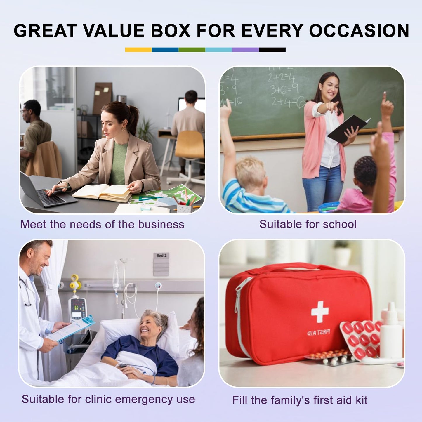 Dodanros Bulk Case of 1200 PCS Flexible Fabric Bandages, 3/4" x 3",Individual 12 Box Packaging,Include 0.1%Benzalkonium,Sterile, Breathable | Use for School, Hospital, Businesses, and First Aid Kits.