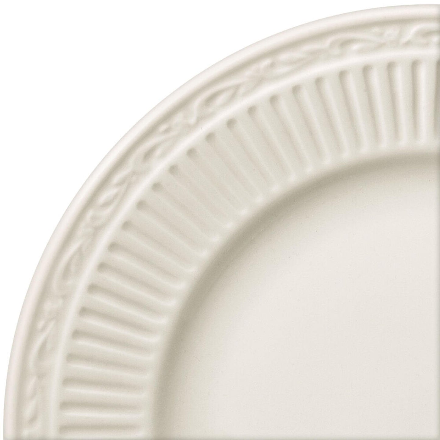 Mikasa Italian Countryside Set of 4 Porcelain Salad Plates, Classic Embossed White Plate Set, Microwave Dishwasher Safe, Cream, 8.25 Inch