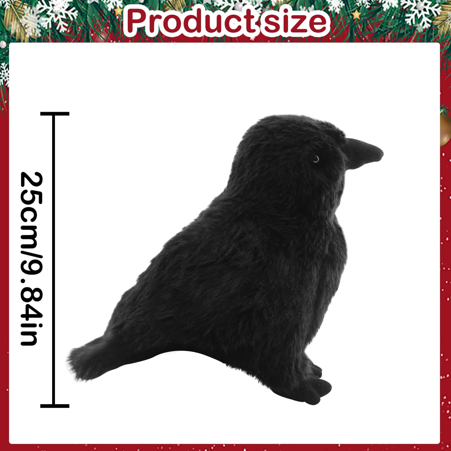 FestiGlow 2 PCS Realistic Crow Plush,Black Crow Stuffed Animal Plush, Realistic Raven Prop, Soft Little Bird Raven Stuffed Doll for Christmas Birthday Gifts Halloween Party Home Decor 9.84