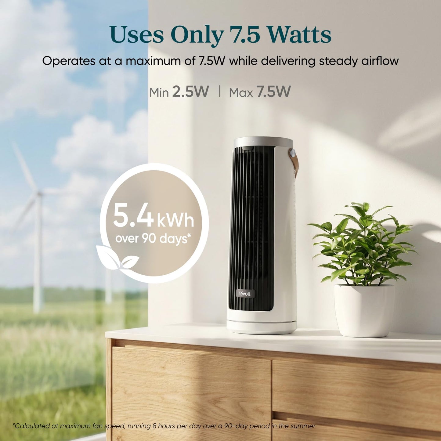 LEVOIT Tower Fan for Bedroom, 20dB Quiet Desk Fan with 23ft/s, Portable & Easy to Carry, 3-Angle & 5-Speed Mini Oscillating Fan, DC Motor, Bladeless, Remoter, 12H Timer, for Home, Room, Office, White