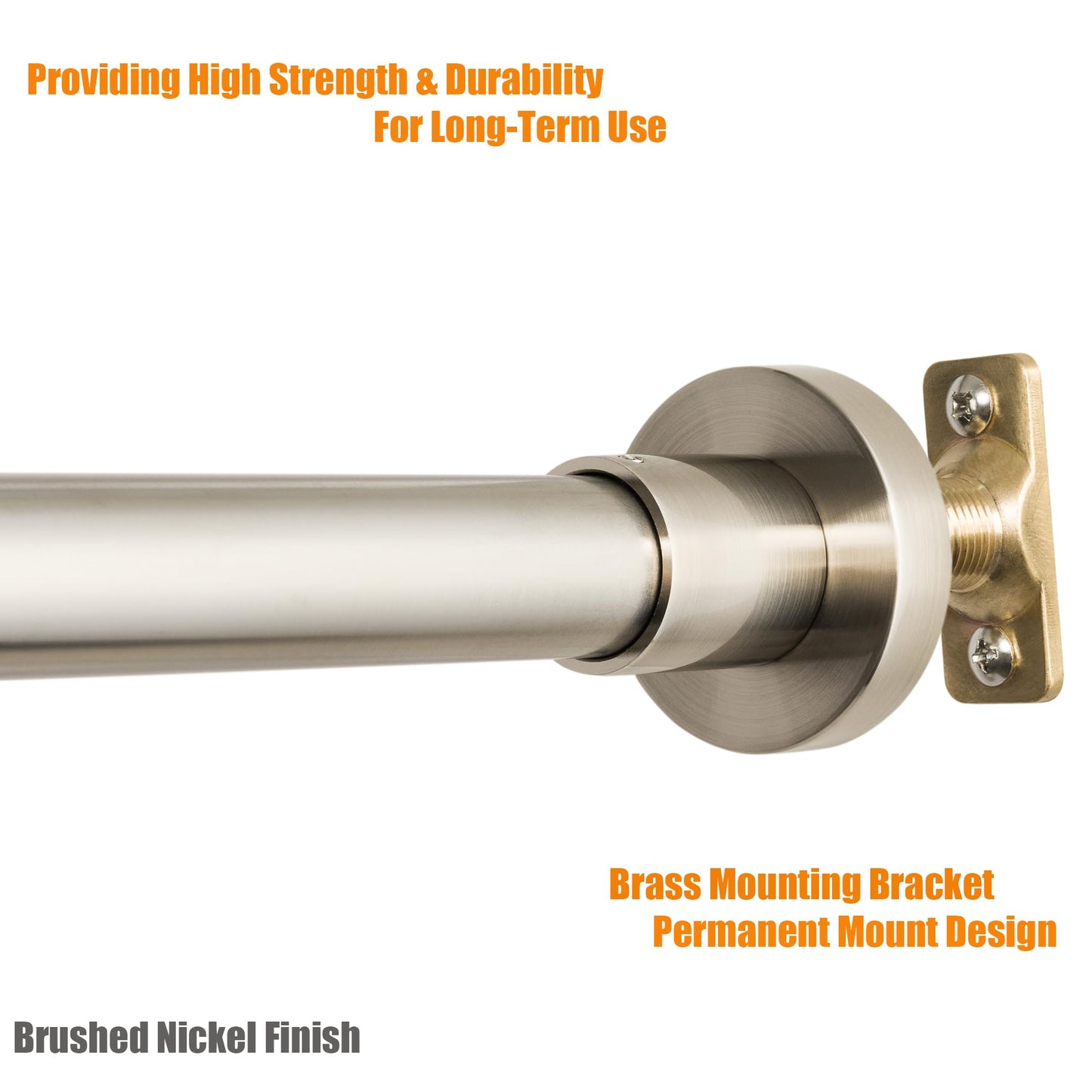 Artiwell Heavy Duty Shower Rod, Adjustable Shower Curtain Rod, Expandable 47-84 Inch, Permanent Mount Shower Rod, Never Rust Stainless Steel For Window Curtain and Closet, Brushed Nickel