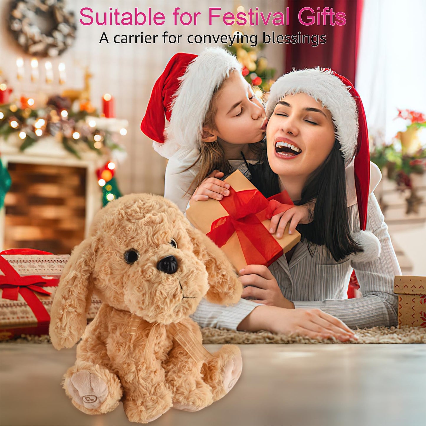 GOBRILLFUN Interactive Singing Plush Toy - Dog Stuffed Animals Record & Repeats What You Say, 8 Songs, Head & Ear Movements, Birthday for Toddlers Age 3 4 5 6 (10.2' Goldendoodle Toy)